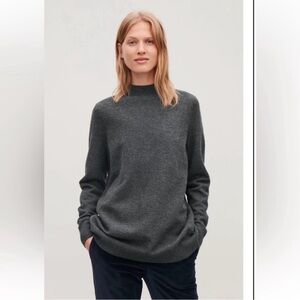 COS 100% Wool Long Sleeve Bow Back Mock Neck Sweater NWT Size Large